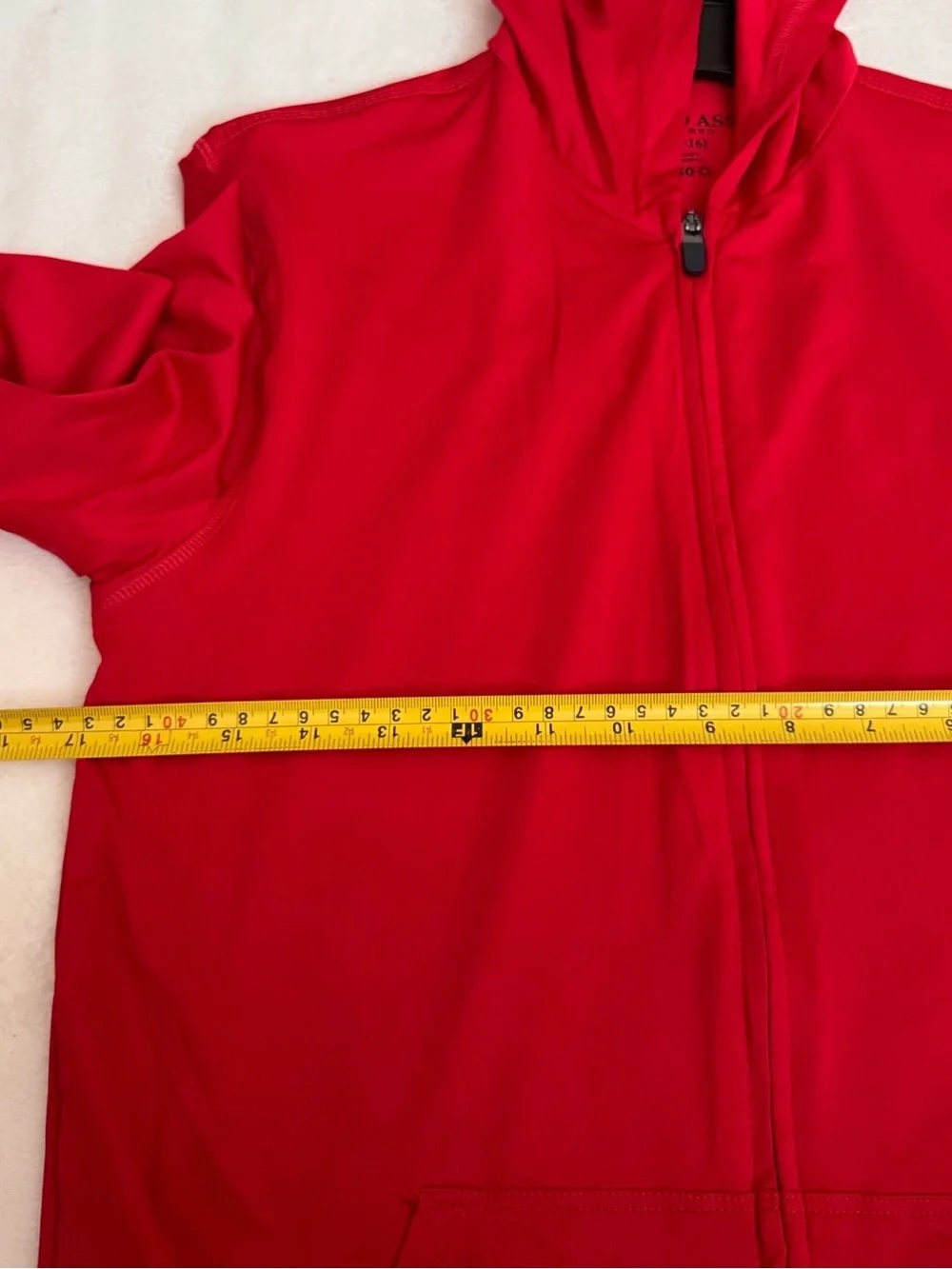 U.S Polo Assn. Boys Long Sleeve Hooded Zip-Up Rashguard, Size XL, Engine Red